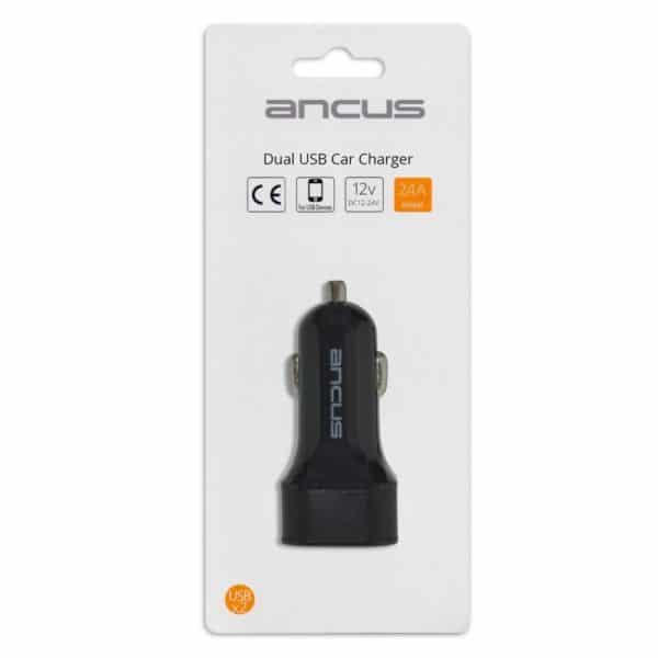 Φορτιστής Αυτοκινήτου Ancus Dual USB 2400 mAh 5V 12W Μαύρος 5210029054754